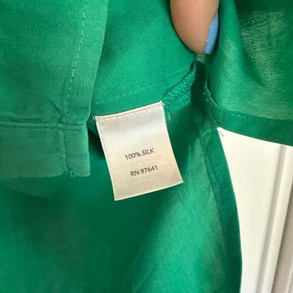 J.Jill 100% silk green button down shirt size small - Picture 4 of 7